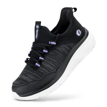 Imagem de FitVille Tênis feminino sem cadarço, largo, sem as mãos, tênis de corrida, sem cadarço, para pés planos, fascite plantar, alívio da dor no calcanhar - Cloud Walker V7, Preto, 10 Wide