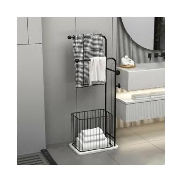 Imagem de porta-toalhas Toalheiro para banheiro, toalheiro de chão, ferro nórdico, rack, armazenamento roupas(Preto)