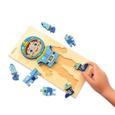 Imagem de Quebra Cabeça Educativo Profissões Astronauta 10 Peças Polibrinq