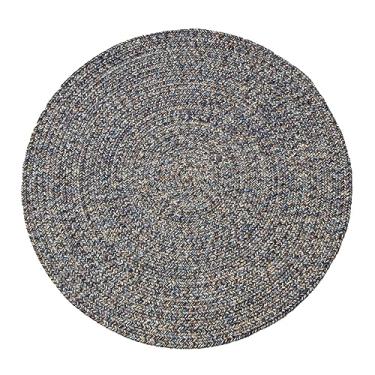 Imagem de Super Area Rugs Tapete trançado reversível rústico Farmhouse Living interno/externo - Feito nos EUA - Mistura azul 10 cm redondo