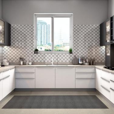 Imagem de Passadeira Antiderrapante Para Cozinha PVC Emborrachada 1,00x65cm Cinza