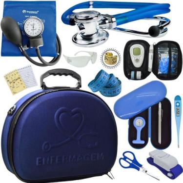 Imagem de Kit Enfermagem Maleta Exclusia Top Estagio Estetoscopio Aparelho De Pr