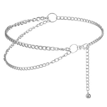 Imagem de Cintos femininos de corrente de prata, corrente de cintura punk, cinto de metal prateado, ajustável, cinto de vaqueira, acessórios de joias, decoração do corpo, para vestidos, jeans, saias, calças