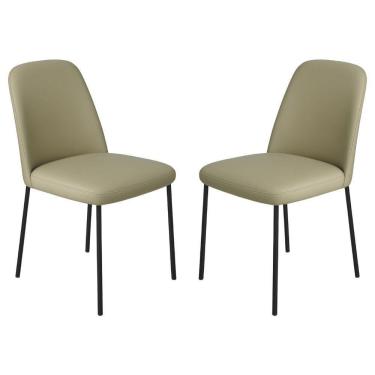 Imagem de Conjunto 2 Cadeiras Londres Couro Areia Metal Preto