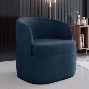 Imagem de Poltrona Decorativa Bel Sala De Estar Base Giratória Veludo Azul Marinho G33 - Gran Belo