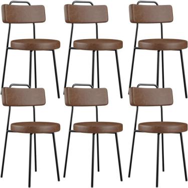 Imagem de Kit 06 Cadeiras Decorativa Estofada Para Sala De Jantar Barcelona L02 Couríssimo Marrom - Lyam Decor