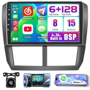 Imagem de Realdio 6 + 128 GB Android 15 para Subaru Forester 2008-2012 rádio veicular sem fio Carplay Android Auto, estéreo com tela sensível ao toque de 22.9 cm na célula, WiFi, Bluetooth5.0, GPS FM/RDS EQ DSP