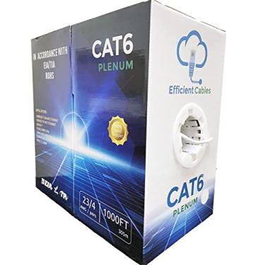 Imagem de Efficient Cables Cabo de Cobre Sólido Em Massa Cat6 Plenum 1000 Pés | Condutor de Cobre Nu 100% Puro | 550Mhz, Utp, 23Awg, 4 Pares | Cabo Lan Ethernet Em Massa Cat 6 Cmp, Teste Fluke Aprovado | Dispon