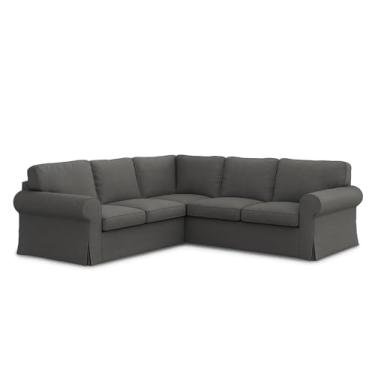 Imagem de FMCTL Ektorp 2 2 capa de sofá secional de substituição para IKEA Ektorp 4 capa de sofá apenas capa de selagem! (cinza escuro diário)