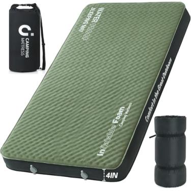 Imagem de CYMULA Colchão inflável automático de 10 cm, colchão de acampamento com saco de bomba de ar, adequado para adultos, viagem, verde militar
