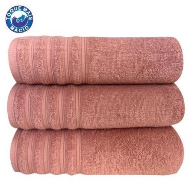 Imagem de Kit 3 Toalhas Gigante Twist Algodão Fio Penteado Macia - Margex, Rosa 