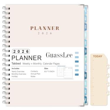 Imagem de GuassLee Agenda grande 2026, agenda semanal e mensal de janeiro de 2026 a dezembro de 2026, agenda de calendário de 21,6 x 28 cm com bolso traseiro, adesivos para material escolar de escritório em