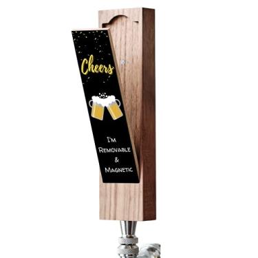Imagem de Beer Tap Handle with Removable Chalkboard - 8 Inch Rustic Walnut Wooden Tap Handle with a Convenient Removable Magnetic Chalkboard for Kegerators, Bar Taps, Homebrewers, and Draft Beer, by Gonbae