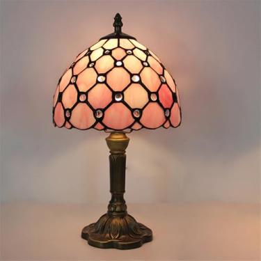 Imagem de Luminária de mesa vintage americana com LED, personalizada e criativa, para sala de estar, escritório, quarto infantil, casa de campo ou hotel, com vidro colorido (Estilo 15)