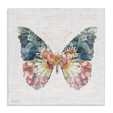 Imagem de Stupell Industries Arte de parede em tela floral com asas de borboleta, design de Nicole DeCamp, 61 x 61 cm