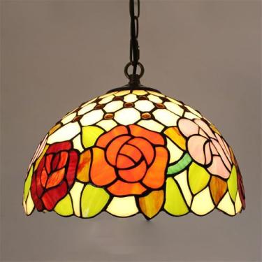 Imagem de Luminária pendente contemporânea de luxo em vidro colorido com LED, estilo retrô americano, ideal para sala de estar, restaurante, quarto, hotel, casa de campo, corredor, café, bar ou escada