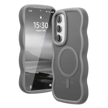 Imagem de Amzfield Capa para Samsung Galaxy S25 Plus, para S24 Plus, compatível com Magsafe, ondulado, design fofo, magnético, translúcido, fosco, rígido, capa protetora de silicone para mulheres e meninas