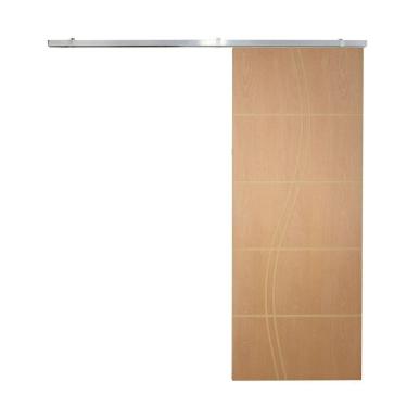 Imagem de Porta De Correr P- Verniz Frisada Kit Alumínio Fs Duplo - 210x70