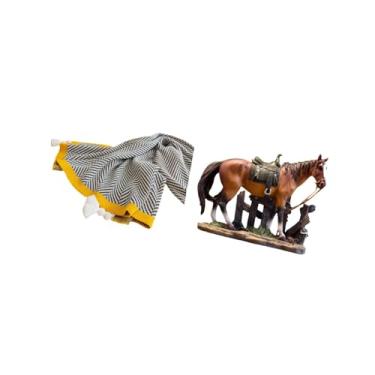 Imagem de Fenteer Cobertor Listrado de Fazenda com Ornamento Artístico de Escultura de Cavalo, Manta Macia E Quente para Quarto, Sofá-cama, Cadeira, Decoração de Casa P