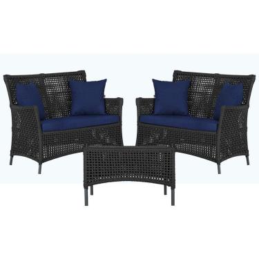 Imagem de 2 Sofás E Mesa Igapó Alumínio Preta Corda Náutica E10 Trama Preto