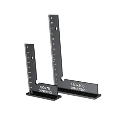 Imagem de WeiLaiKeQi Esquadro de carpinteiro de 90 graus, para marcenaria, régua de esquadro em L de metal, régua de ângulo reto para carpinteiro, 150x100mm 100x70mm