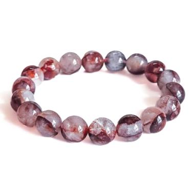 Imagem de Silan's Pulseira de aventurina vermelha natural com cartão da sorte, presente elástico de cristal vermelho para mulheres, joias elásticas ajustáveis com pedras preciosas com brilho, 9-10mm, Cristal