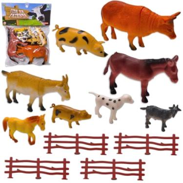 Imagem de Animais de Brinquedo Fazendinha Animal Borracha Fazenda Vaca Bode Jegue Porco Cão Educativo (kit A BOI)