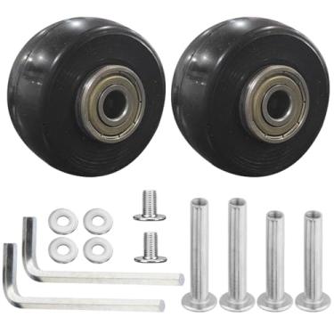 Imagem de Qigfucm 36mm x 19mm Luggage Suitcase Replacement Wheels, Set of 2 Black Rubber Swivel Caster Wheels, Wear-Resistant Bearings Repair Kits