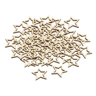 Imagem de oshhni 100 peças de madeira vazadas em formato de estrela, sem acabamento, para decoração de ambientes, placas decorativas de madeira em branco para salas de, 3cm