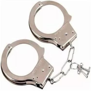 Imagem de Algema Metal Fantasia Policial Profissional em Aço, Corrente Cromada, para Carnaval