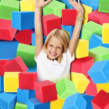 Imagem de 72 Pcs Foam Pit Cubes Blocks 3.1 x 3.1 x 3.1 Inch Colorful Flame Retardant Educational Autistic Building Blocks for Trampoline Arenas, Gymnastics, Parkour Courses Skateboard Parks Playground (Classic)