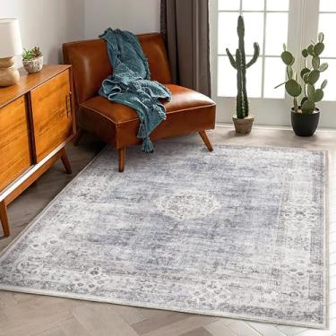 Imagem de CHAMPLANT Tapete de área 1,5 m x 18 m, lavável, vintage, tradicional, fino, retrô, cozinha, interior, desgastado, tapete antiderrapante para sala de estar, quarto, sala de jantar