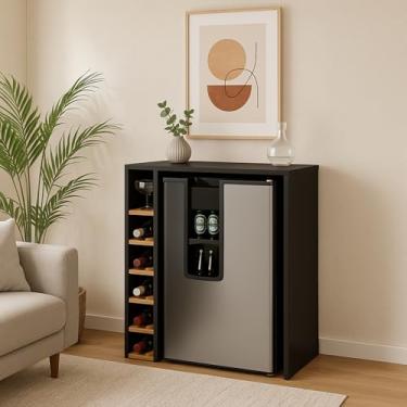 Imagem de Aparador Stan Buffet Adega Para 5 Garrafas Cervejeira Frigobar Sala Moderno Diversas Cores (Preto)