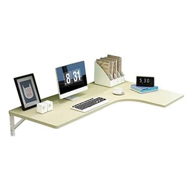 Imagem de Mesa dobrável em forma de L para laptop flutuante simples para escritório, lavanderia, garagem, estudo ou cozinha (120 x 70 x 50 cm, bordo branco)