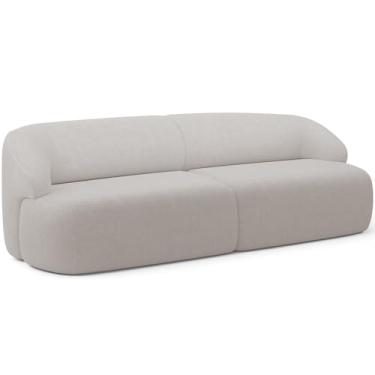 Imagem de Sofá 3 Lugares Curvo Orgânico Para Sala Living 220cm Barolo L06 Bouclê Cinza - Lyam Decor