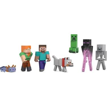 Imagem de Minecraft - Conjunto de 7 figuras de ação, Pack World Builder, coleção de personagens em escala de 8,3 cm, inclui Steve, ARI, Enderman e mais