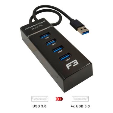 Imagem de HUB USB 3.0 4 Portas Preto JC-HUB304 - F3