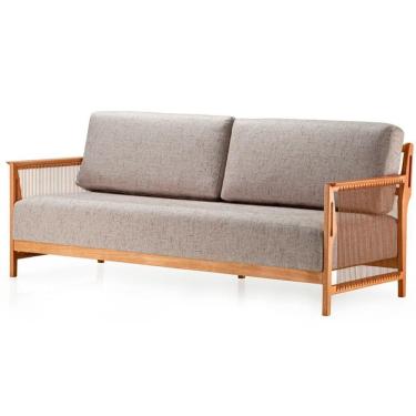 Imagem de Sofá Los Ozki 200 Cm Madeira Eucalipto Cedro Tecido 430c Corda Redonda Canela