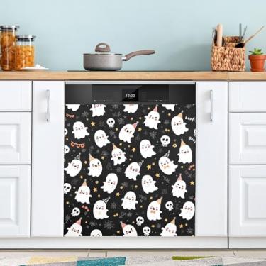 Imagem de ATTX Capa de ímã de lava-louças fantasma de Halloween, 58,4 cm C x 66 cm A, decoração da capa da máquina de lavar louça, decalques de armário doméstico e eletrodomésticos adesivos #237