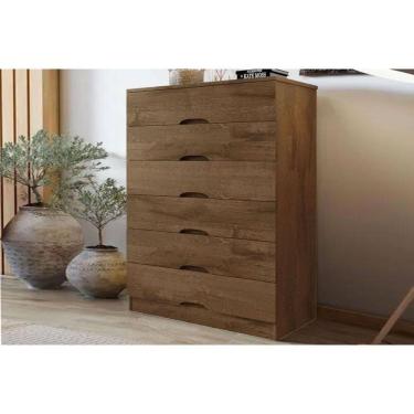 Imagem de Cômoda Solteiro Sevilha C- 6 Gavetas Braúna - Europa