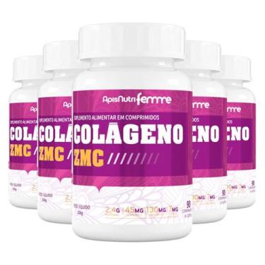 Imagem de Kit 5 Colágeno Zmc Apisnutri Femme 1200Mg 90 Comprimidos