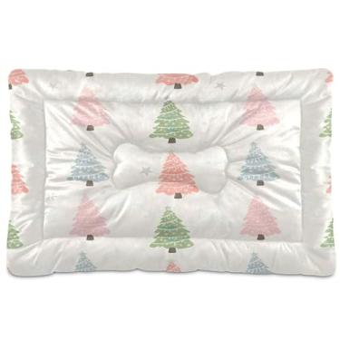 Imagem de SEHANY Cama de árvore de Natal em aquarela para cães e gatos com fundo antiderrapante, caixa de canil, colchão macio para animais de estimação, lavável para cães pequenos, médios e grandes, gatos, 91