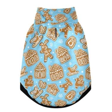 Imagem de SEHANY Casaco de Natal de gengibre para cães pequenos, super quente, à prova de vento, jaqueta de inverno, macia, aconchegante para animais de estimação, moletom para clima frio na neve com furo na