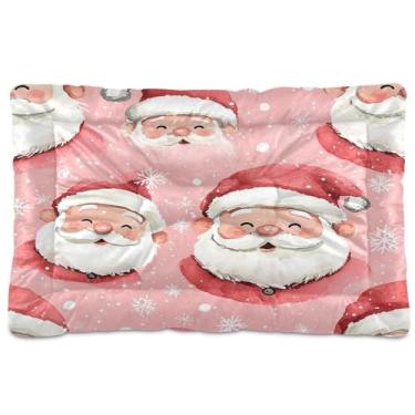 Imagem de Blueangle Cama de Papai Noel fofa ultra macia e calmante para cães pequenos, cama retangular confortável para animais de estimação, 24 x 18 polegadas (893)
