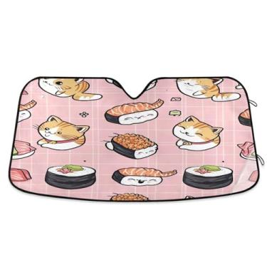 Imagem de ATTX Pára-brisas de carro padrão kawaii Sushi 134.6 cm x 59.7 cm escudo solar universal com proteção UV, persiana de janela frontal automática dobrável para Sedans SUVs caminhões #750