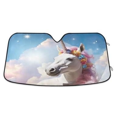 Imagem de ATTX Para-brisa de carro Sky Horse 134.6 cm x 59.7 cm Escudo solar universal com proteção UV, persiana de janela frontal automática dobrável para caminhões Sedans SUVs #498