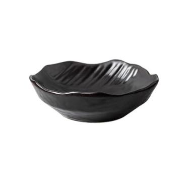 Imagem de prato de lanche Utensílios de mesa personalizados hotel criativo em forma prato frio tigela salada retro cerâmica lanche molho tigela de sopa(Preto)