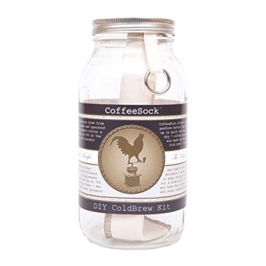 Imagem de CoffeeSock Kit Cold Brew 1,8 g – Filtro e pote de algodão orgânico reutilizável | Filtro de café de pano de meia de café | Resíduos zero e ecológicos – 2 litros, meio galão, 1,8 g