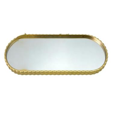 Imagem de Bandeja Espelhada Banheiro Lavabo Bandeja Decorativa Multiuso Preta Dourada(Dourada J90261)