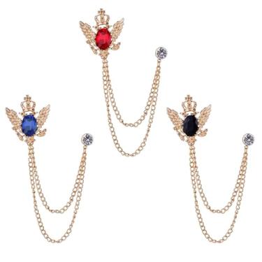 Imagem de 3 peças de corrente de lapela para homens, ternos, broche, alfinetes, acessórios de terno com correntes, gola, broches, alfinetes, para homens, smoking, colete, cachecol, camisa, decoração, corrente